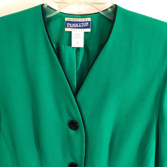 Vintage Pendleton Green Blazer Petite 4 - Picture 2 of 4